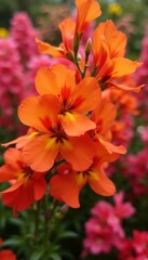 Vibrant Alstroemeria flowers blooming in a colorful garden setting