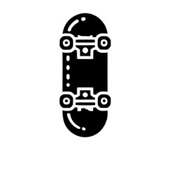 Skateboard Icon: A sleek, minimalist black and white illustration of a skateboard, perfect for graphic design projects or skateboarding-themed content.