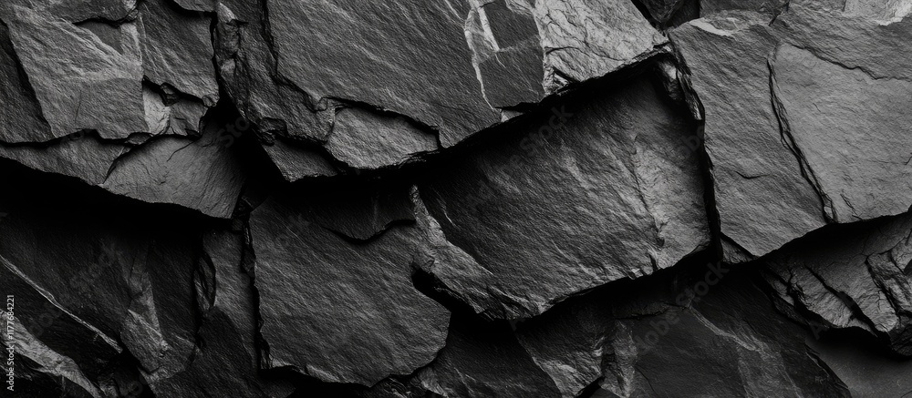 Poster black stone surface with rough textures displaying natural variations and ample negative space for t