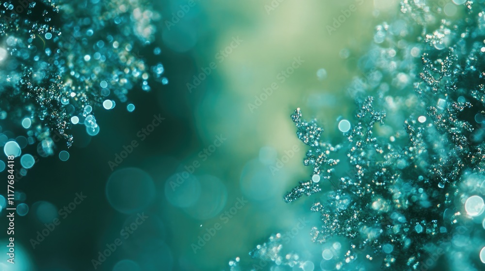 Poster abstract green bokeh background with soft focus and shimmering lights ideal for graphic design and w