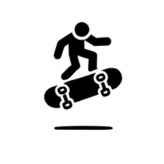 Fototapeta premium Skateboarding Icon: Dynamic Silhouette of a skateboarder executing an ollie. A bold, graphic illustration perfect for sports, action, and youth culture. 