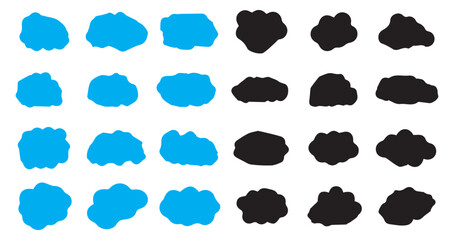 Cloud symbol in line and glyph style. Cloud icon. Black and sky color vector. Nature sky, cloud pattern, fume, or misty fog art. Vector illustration EPS 10