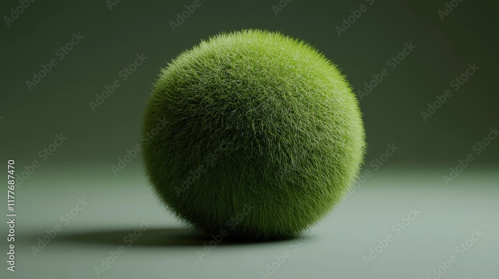 Aufkleber green hairy ball with a smooth circular outline set against a muted background highlighting texture 