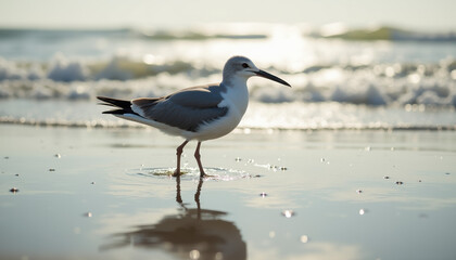 A stunning shorebird on the beach, showcasing the natural beauty of coastal environments and the tranquility of summer days.