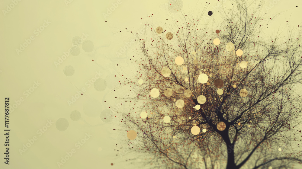 Poster the tree of particles. the tree consists of small circles and dots