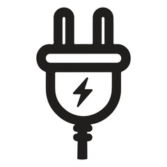 Obraz premium Outlined Electric Plug Icon with Lightning Bolt Graphic