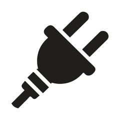 Simple Black Silhouette Electric Plug Icon Illustration