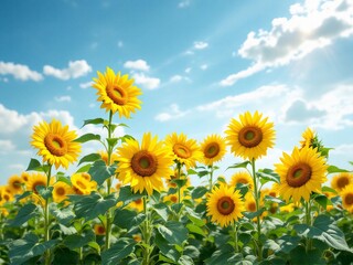 field of sunflowers against sky