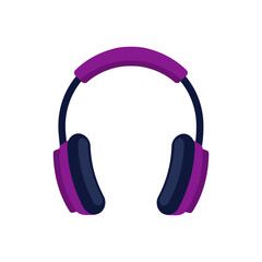 headset vector illustration isolated on white background,  headphones flat icon, audio electronic gadget