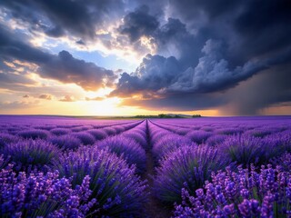Obraz premium lavender field in the morning