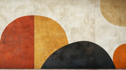 Abstract Wall Art Featuring Geometric Shapes and Earthy Tones