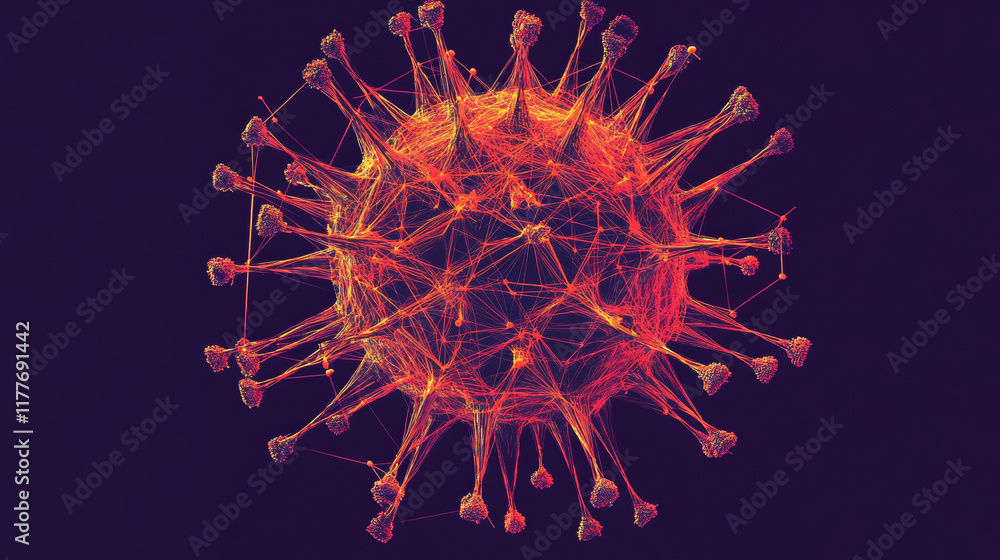 Poster a hologram of an injection into a virus. vaccination of polygons, triangles of dots and lines. injec