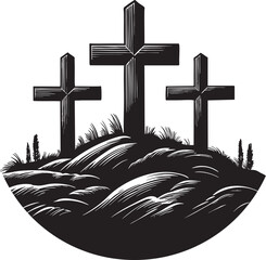 Three Christian Crosses Icon Illustration