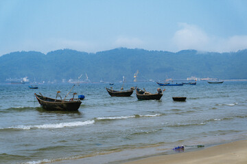 Vietnam. Fishing Boats in the Open Sea