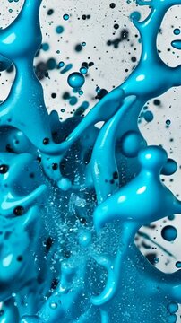 Liquid Blue Symphony: An abstract image of vibrant turquoise paint splashing and exploding, creating dynamic shapes and textures. Captures movement, energy, and fluidity.