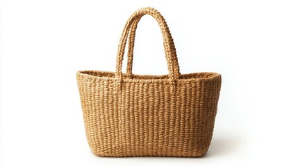 Eco-friendly white jute bag with woven texture, isolated on a clean white background, perfect for branding.