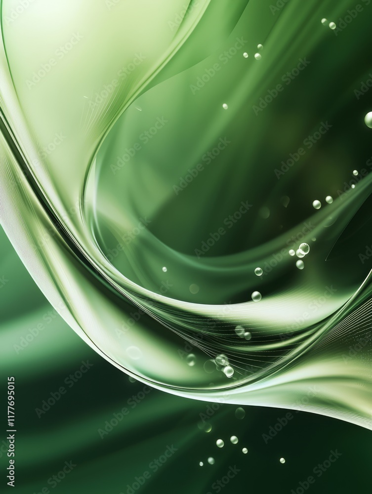 Poster abstract green flow: a mesmerizing abstract image showcasing flowing, translucent green forms, with 