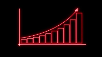 Neon professional business graph icon animated. Business success growth concept animation with arrow.