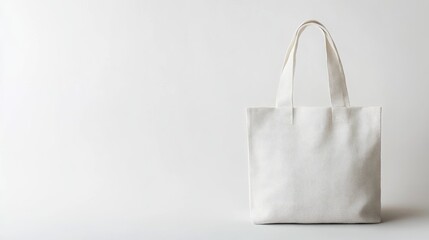 High-quality white canvas bag with visible stitching, isolated on a pure white background, ready for branding.