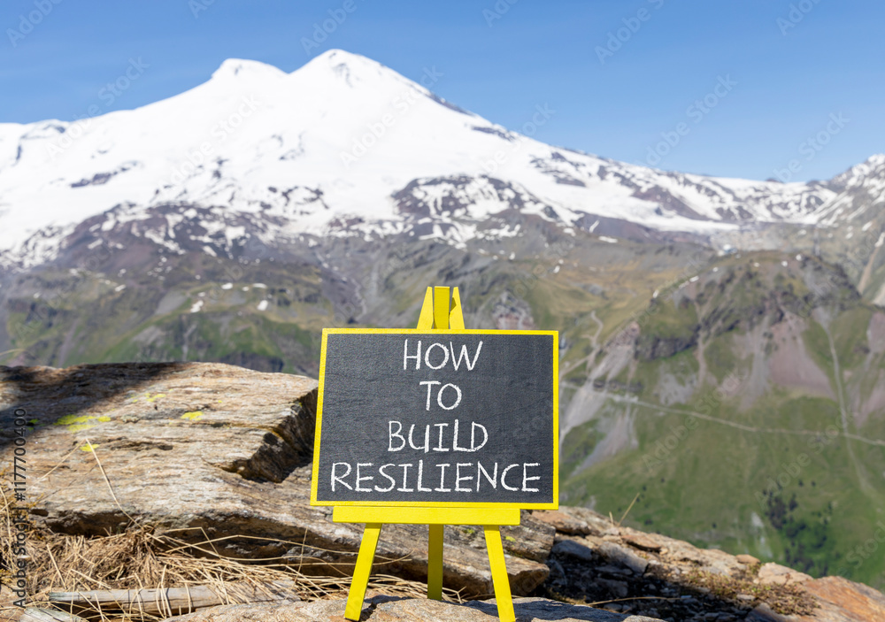 Aufkleber how to build resilience symbol. concept words how to build resilience on beautiful black blackboard.