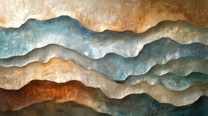 Fototapeta premium Abstract Textured Landscape Painting In Earthy Tones