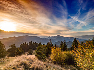 View from the drone of the Pieniny Mountains in Poland