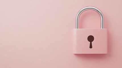 Silver padlock with a keyhole against a pale pink background, clean and modern.