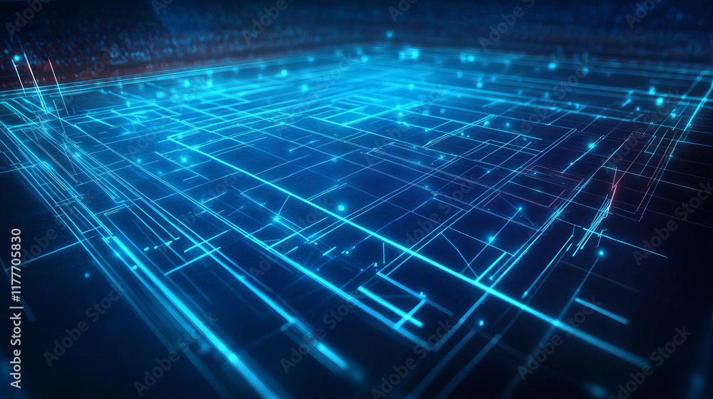 Aufkleber hologram game plan. the game plan consists of polygons, triangles of points and lines. the diagram d