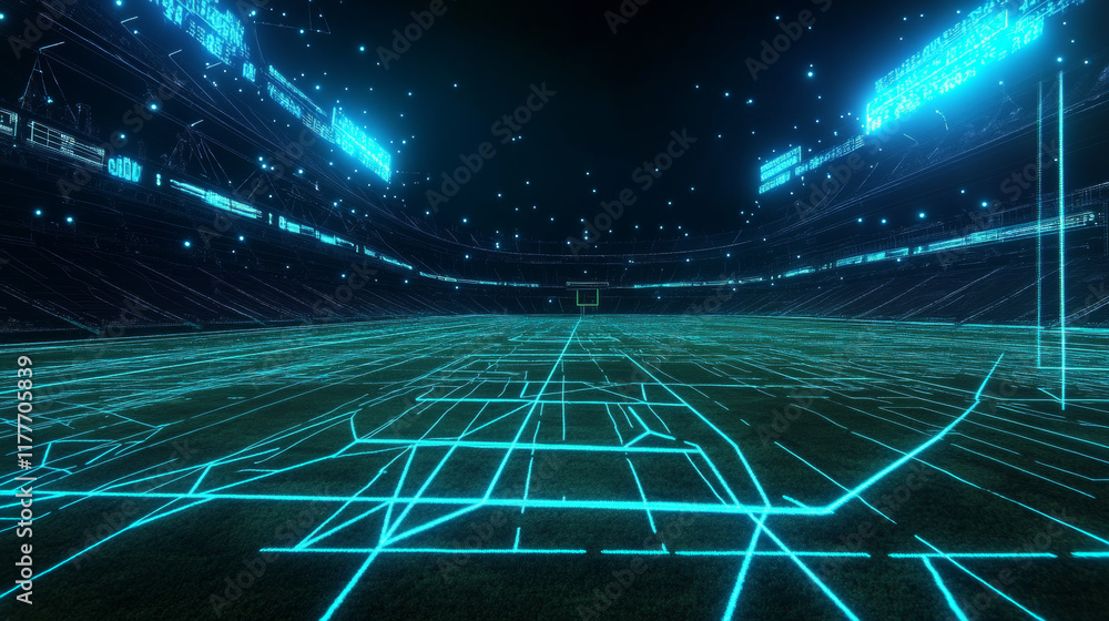 Aufkleber hologram game plan. the game plan consists of polygons, triangles of points and lines. the diagram d