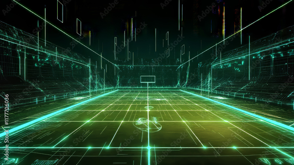 Poster hologram game plan. the game plan consists of polygons, triangles of points and lines. the diagram d