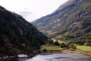 Majestic fjord landscape in serene afternoon light