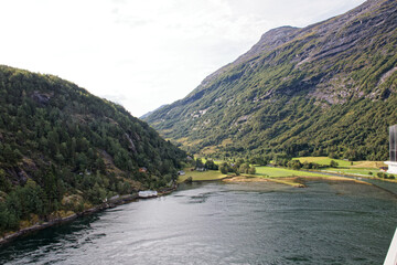 Majestic fjord landscape in serene afternoon light