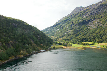 Majestic fjord landscape in serene afternoon light