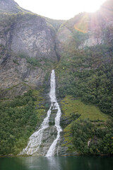 Majestic fjord landscape in serene afternoon light