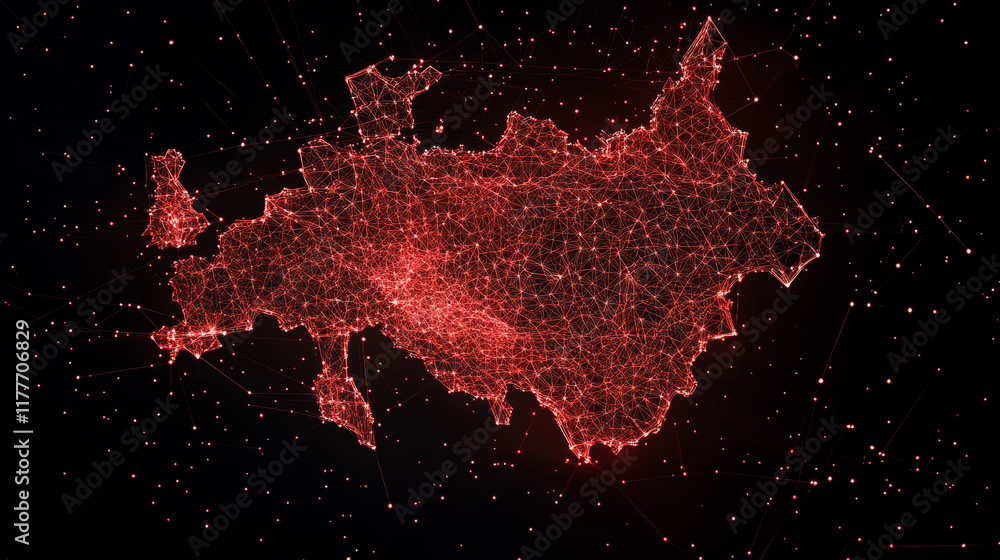 Aufkleber hologram of belgium. map of belgium of polygons, triangles of points and lines. map of belgium low p