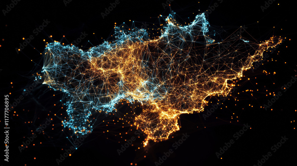 Aufkleber hologram of belgium. map of belgium of polygons, triangles of points and lines. map of belgium low p