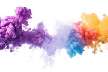 Multi-color smoke bomb isolated on transparent background