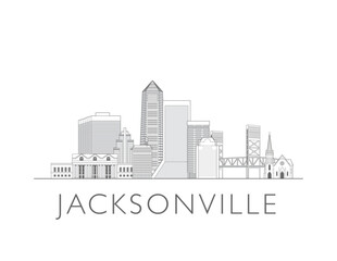 Naklejka premium Jacksonville Florida skyline cityscape vector illustration