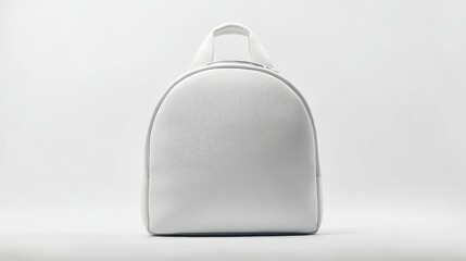 Obraz premium Stylish white backpack with sleek lines, isolated on white, perfect for modern and minimalist branding.
