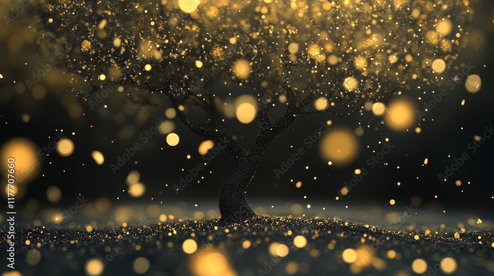 Poster the tree of particles. the tree consists of small circles and dots