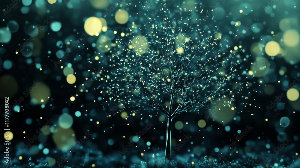 Poster the tree of particles. the tree consists of small circles and dots