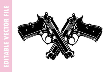 pistol and pistol gun, pistol gun vector silhouette illustration