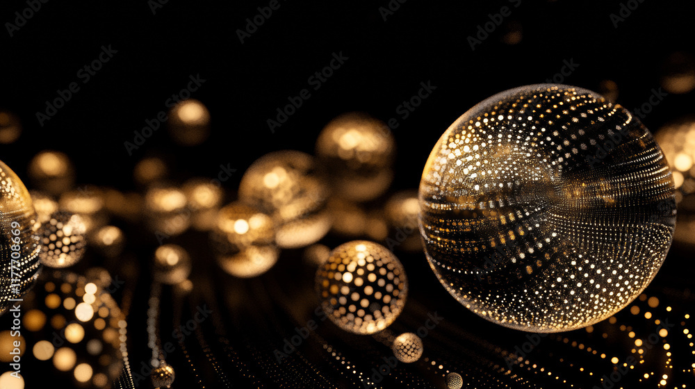 Poster scales of particles. the scales consist of dots and circles. vector illustration.