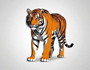 Tiger on a white background with tags related to wild animals, nature, and beauty. Ai generated images