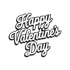 Happy Valentines Day greeting card. Calligraphic design for print cards, banner, poster Hand drawn text lettering for Valentines Day with hearts shape Vector illustration isolated on white background.
