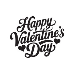 Happy Valentines Day greeting card. Calligraphic design for print cards, banner, poster Hand drawn text lettering for Valentines Day with hearts shape Vector illustration isolated on white background.