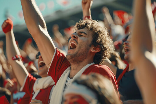 The Roar of Sports Fans Chanting and Singing in the Stadium at the End of Every Title