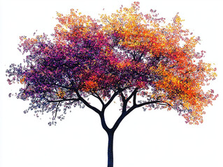 Obraz premium pointillism Tree of dots illustrating vibrant colors abstract art and nature-inspired&nbsp;creative&nbsp;beauty