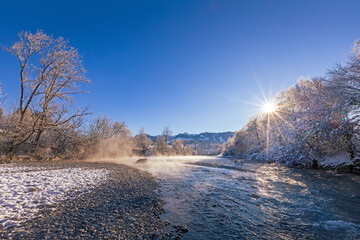 Iller - Allgäu - Fluss - Winter - Eis - Kälte - Wasser