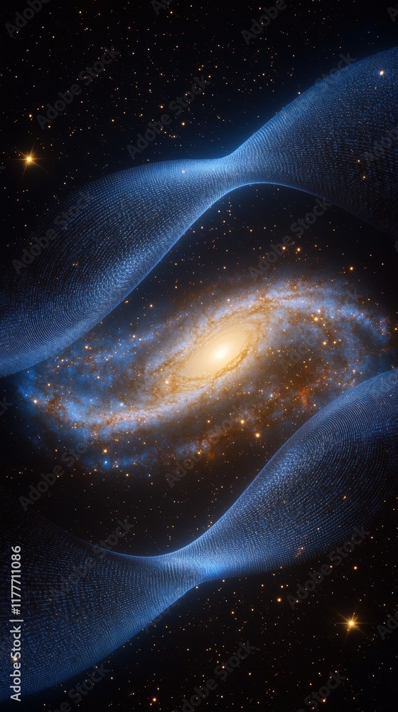 Poster digital wave pattern of stars and galaxies forming in cosmic space abstract art sci-fi environment s